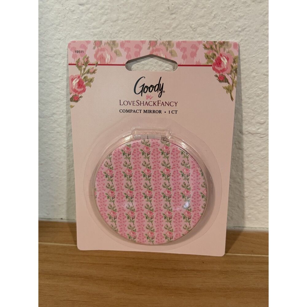 Goody x LoveShackFancy Floral Compact Mirror Pink Travel Makeup Mirror NIP